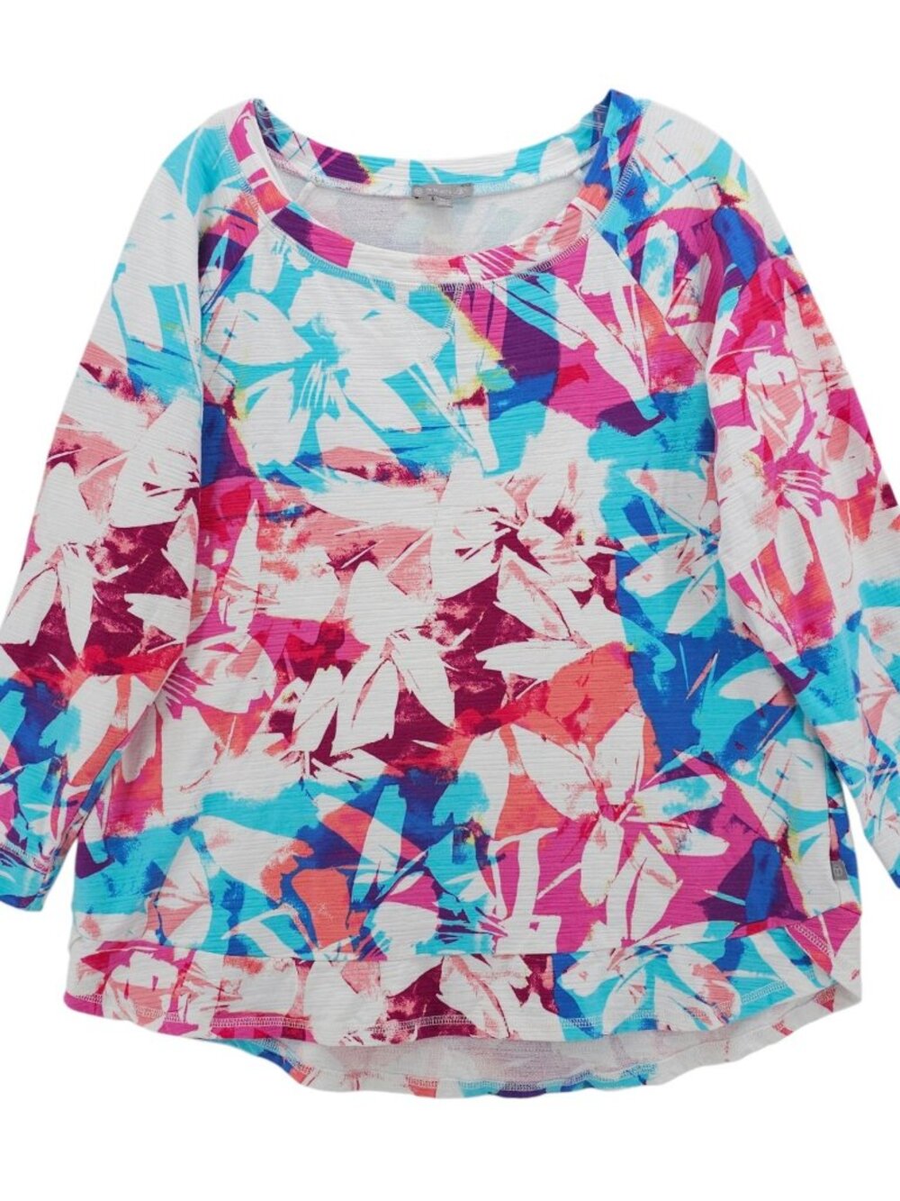 T BY TALBOTS Colorful Floral Terry Pullover Sweatshirt UPF 50+ Size 1X